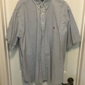 Ralph Lauren Blue Seersucker Casual Button Down Shirt
